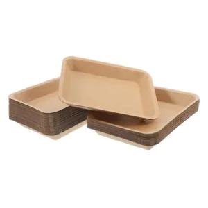 Biodegradable Paper Pulp Serving Tray Rectangle Disposable Food Grade Meat Fruit Display Tray