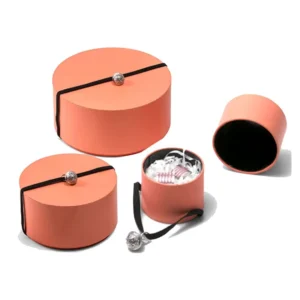 Biodegradable Paperboard Cylinder Canister for Cosmetics and Jewelry with Ribbon and Bell