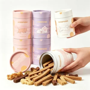 Biodegradable Recyclable Craft Paper Cylinder Tube Dog Treat Pet Food Packaging Canister