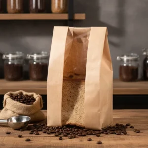 Biodegradable Recyclable Food-Grade Moisture-Proof Waterproof Paper Bags with Clear Window for Coffee and Tea