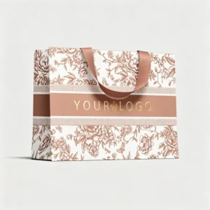 Biodegradable Recyclable Paper Gift Bag with Inner Belt Concealed Ribbon Handle, 190-230gsm White Card and Custom Logo
