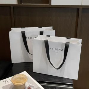 Biodegradable Recycled Coated Paper Shopping Bags with Custom Logo