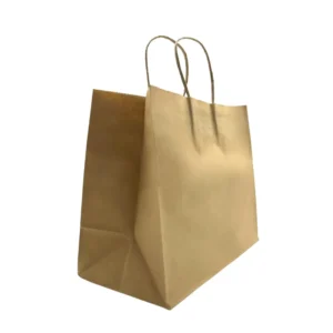 Biodegradable Recycled Disposable Brown Kraft Paper Takeaway Bags, Offset Printed, Food-Grade, Customizable