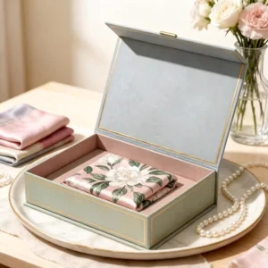 Biodegradable Rigid Luxury Magnetic Flip Box for Handmade Clothes and Silk Scarf Gifts With Logo