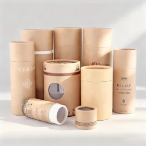Biodegradable Round Kraft Paper Tube Canister with Window for Coffee and Loose-Leaf Tea