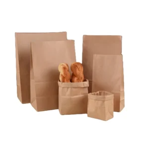 Biodegradable SOS Kraft Paper Bag for Supermarket and Salad Takeaway Packaging