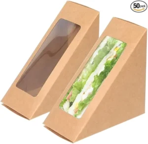 Biodegradable Sandwich Boxes, Takeaway Food Containers with Window for Burgers, Deli, and Catering