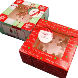 Biodegradable Self-Erecting Coated Paper Cupcake & Candle Box with Clear Window, Magnetic Closure, Handle and Offset Printing
