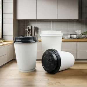 Biodegradable Single Wall Coffee Paper Cup Plain White Disposable PE Coating Craft Paper Material with Lid for Camping