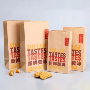 Biodegradable Small 25kg Kraft Paper Coffee Takeout Food Packaging Bag, Washable Brown Paper Lunch Bag