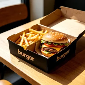 Biodegradable Takeaway Food Grade Corrugated Paper Burger and French Fry Box