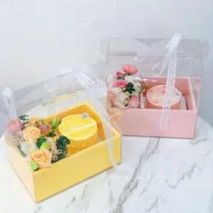 Biodegradable Transparent Rigid Gift Packaging Box Matte Lamination Embossing Waterproof Film Magnetic Closure Ribbon