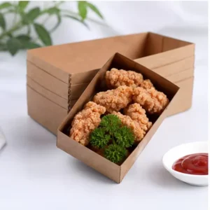 Biodegradable Unbleached Kraft Food Tray with Flat-Folded Design for Snacks, Sushi and Delivery