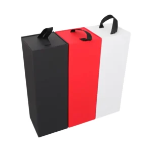 Black Custom Magnetic Closure Rigid Cardboard Folding Wine Gift Box