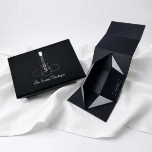 Black Foldable Rigid Magnetic Gift Box for Cosmetic and Perfume Packaging