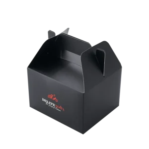 Black Handheld Coated Paper Box for Cosmetics and Gifts