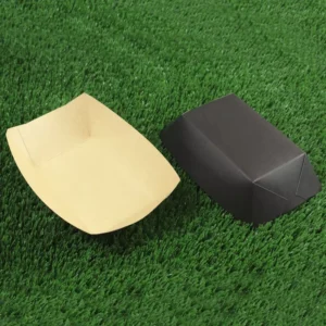 Black Kraft Paper Boat Tray, Custom Color Takeaway Disposable Food Tray