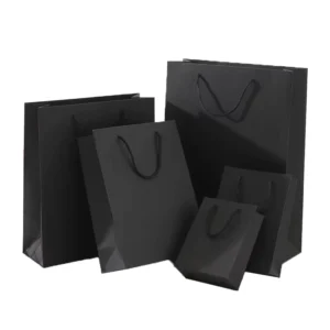Black Laminated Paper Bags Custom Gift Paper Bags Shopping Bag With Logo Printed Handle
