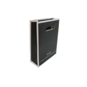 Black Matte Custom-Printed Paper Gift Bag with Die-Cut Handles for Beauty Packaging
