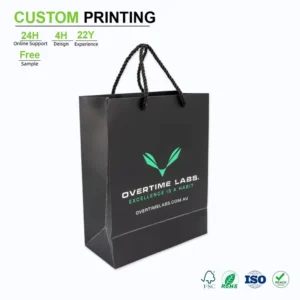 Black Matte Paper Bags with Twisted Handles for Retail, Clothing, Cosmetics, and Craft Packaging