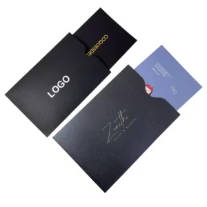 Black Recycled Mini Square Folding Envelope with Custom Kraft Paper Envelope
