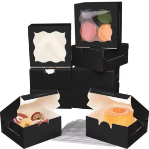 Black Rigid Paper Bakery Cake Boxes with Recycled Materials