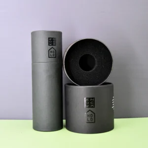 Black Round Cardboard Cylinder Box with Lid for Perfume and Cosmetic Bottles