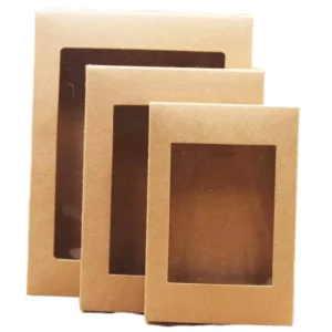 Black White Brown Kraft Paper Gift Box Transparent Window Foldable Design Recycled Materials Custom Product Packaging
