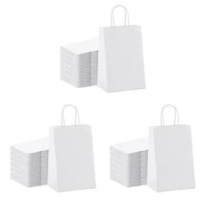 Black White Recyclable Paper Gift Bag With Handle For Clothing Packaging