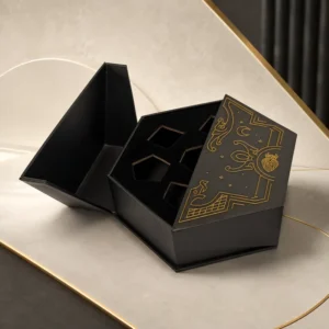 Black and Gold Hexagonal Rigid Gift Box for Tarot Cards, Jewelry, and Collectible Gifts