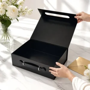 Black and Orange Rigid Foldable Magnetic Gift Shipping Box 9x6x4 Paper Packaging