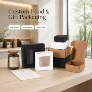 Black and White Mailer Box with Window for Organic Food E-Commerce Packaging
