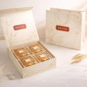 Book-Shaped Mooncake Gift Box With UV Coating, Recycled Rigid Paperboard, and Magnetic Closure