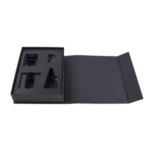 Book-Shaped Rigid Paper Gift Box with Handle, Magnetic Closure, and EVA Foam Insert