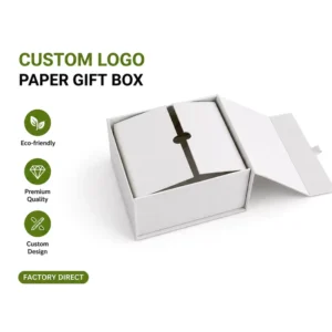 Book Style Rigid Paper Gift Box with Double Door Inner Flaps and Logo for Cosmetics and Jewelry Gifts