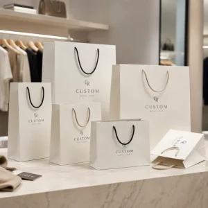Boutique Paper Bag Wide Gusset White Card Paper Brand Promotion Packaging Factory Direct Supply for Trade Show Events