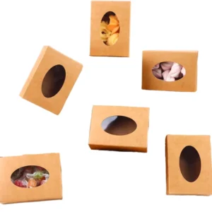 Box with Elliptical Window Folding Type Paper Box for Cowhide Paper Packaging Elliptical shaped Candy Open window Folding Box