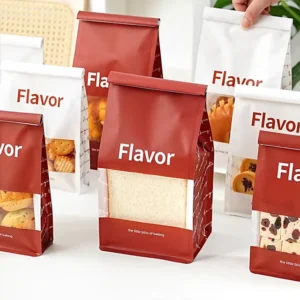 Brown Bread Paper Stand-Up Pouches with Clear Window, Zipper Top, and Disposable PET/CPP Material