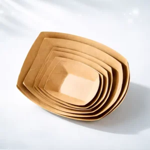 Brown Disposable Kraft Paper Boat Food Tray Snack Box Serving Basket
