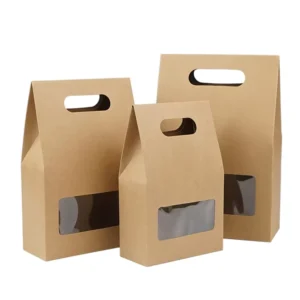 Brown Kraft Dessert and Loaf Bread Box with Clear Window