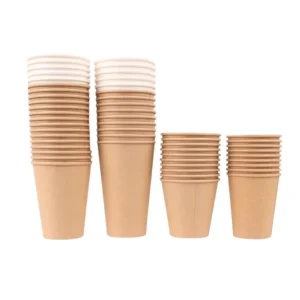 Brown Kraft Disposable Paper Coffee Cups for Hot and Cold Beverages