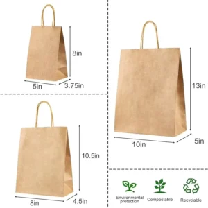 Brown Kraft Handle Paper Bags Biodegradable Gravure Supermarket Promotion Exhibition Custom Size Logo Accepted