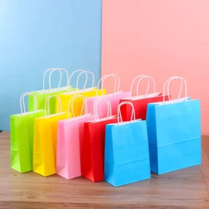 Brown Kraft Paper Bag Classic Hand Length Screen Printing Recyclable Reusable Disposable Clothing Shoes