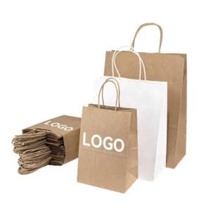 Brown Kraft Paper Bag Luxury Style Custom Logo Takeaway Packaging for Food Clothing Champagne Pizza Milk Noodles with Ribbon