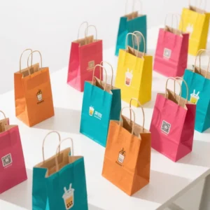Brown Kraft Paper Bag for Restaurant Takeout Supermarket Packaging Recyclable Screen Printing Customizable