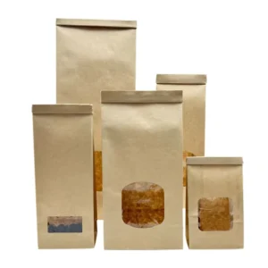 Brown Kraft Paper Bag with Tin Tie and Window Packaging Bag for Tea Coffee Nuts Snacks