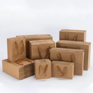 Brown Kraft Paper Clothing and Shoe Packaging Bag With Cotton Handle
