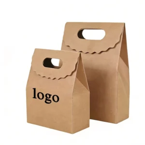 Brown Kraft Paper Folding Gift Bag with Die-Cut Handle