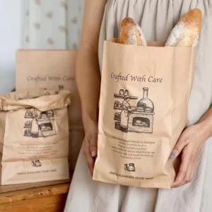 Brown Kraft Paper Food Bags for Retail Shops and Takeaway Restaurants, for Bread, Pizza, Sushi, and Snacks