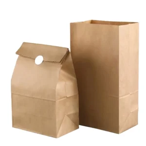 Brown Kraft Paper Food-Grade Recyclable Shopping Bags, 12#, 18 x 11 x 32, Button Closure, for Bread and Food